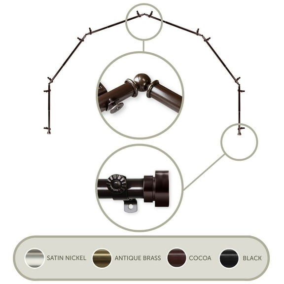 Thornhill 13/16 inch 6-Sided Bay Window Curtain Rod - Cocoa