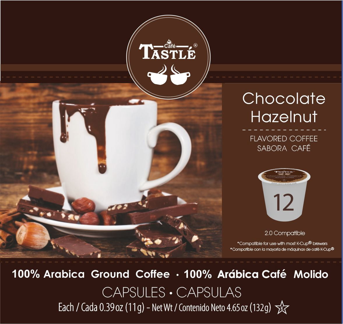 Cafe Tastle Chocolate Hazelnut Single Serve Coffee, 12 Count