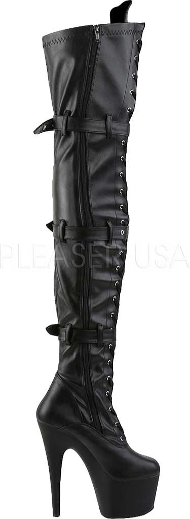 Women s Pleaser Adore 3028 Lace Up Thigh High Boot Walmart