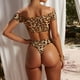 thumbnail image 5 of Bikini de fiesta en la playa Bikini con estampado de leopardo Traje de baño dividido para mujer, 5 of 7