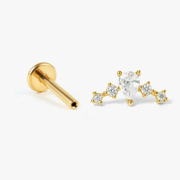 Crystal Pear Shape Curved Piercing Earring