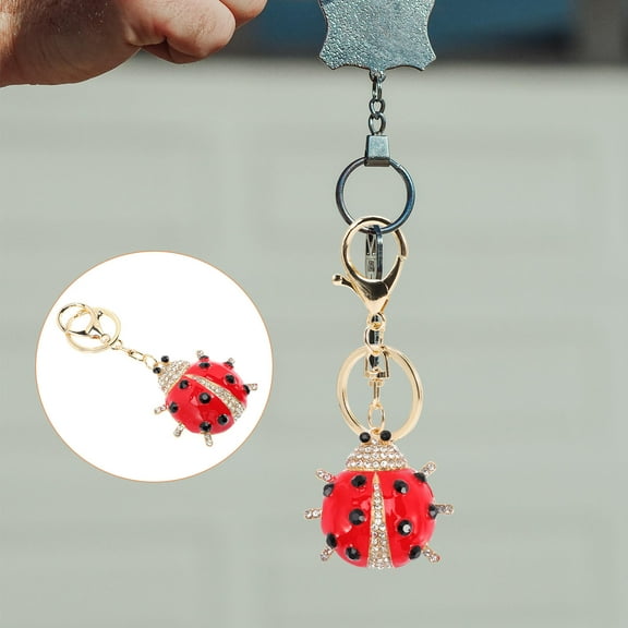 FONDOTIN Fashion Keychain Ladybug Shape Red for Friends 1Pcs 4.3x2.2in