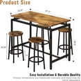 thumbnail image 5 of Recaceik Bar Dining Table Set for 4, Kitchen Bistro Table 34.6"H with 4 Round Stools, 5 of 5