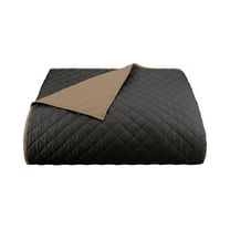 Martex Full/Queen Reversible Coverlet | Lightweight Soft Easy Care Quilt | Graphite/Khaki