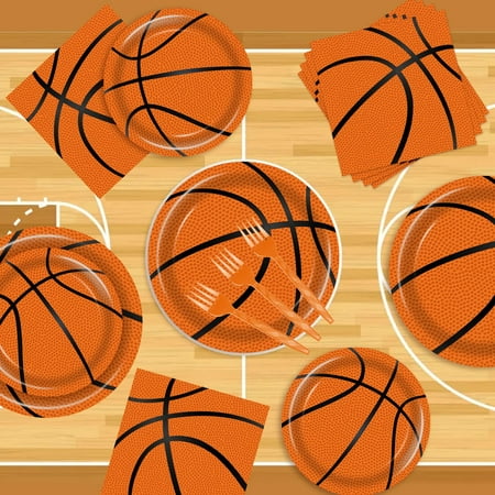 96 Pcs Basketball Plates & Napkins - Party Supplies, Birthday Decorations, Party Favors