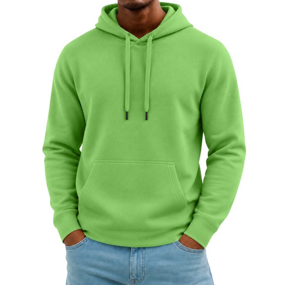Fabrcox Hoodie Men with Kangaroo Pocket Long Sleeve Hooded Sweatshirts Solid Color Oversized Fall Winter Athletic Fleece Lined Men Hoodie Pullover Green XXXL
