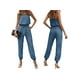 thumbnail image 5 of Txlixc Mono largo de verano para mujer, sin tirantes, con hombros descubiertos, mono de una pieza con cinturón Txlixc Estilo de ocio, 5 of 9