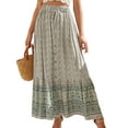 thumbnail image 1 of Innerwin Jupe Longue Maxi Imprimée Florale pour Femmes Jupe Évasée Taille Haute Fluide Verte TG, 1 of 3