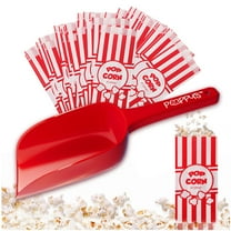 Poppy's Popcorn Scoop and Popcorn Bags Bundle, Nostalgic Popcorn Accessories for Popcorn Machine and Popcorn Bar, Popcorn Scooper and Bags for Carnival|Movie Night|Circus Party Supplies (50)