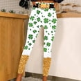 thumbnail image 2 of lcziwo Today Sales, St Patricks Day Running Leggings for Women Casual High Waisted Tummy Control Yoga Pants Novelty Shamrock Clover Print Soft Stretchy Tights Gold S, 2 of 8