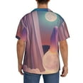 thumbnail image 3 of Gukieu Dreamy Moonlit Window Print Men's Short-sleeved Shirts, Button-down Pocket Shirts, T-shirts, Beach Vacation Travel Summer Clothing-Small, 3 of 5