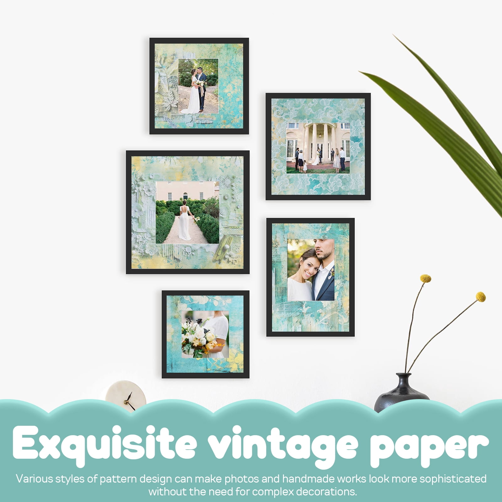 24 Sheets Scrapbook Paper Double Sided 12×12 Inch Scrapbooking Paper Decorative Craft Vintage Floral Pattern for Scrapbooking Photo Album Junk Journals DIY Decor