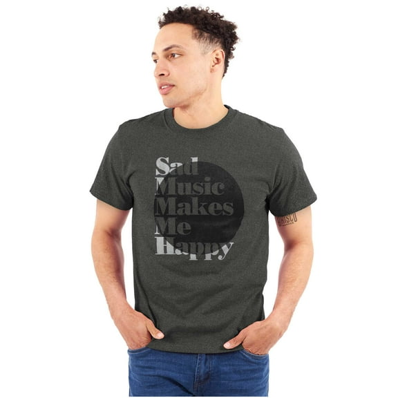 Sad Music Makes Me Happy Emo Songs Plus Size Crewneck Graphic Tee Shirt Brisco Brands 2X