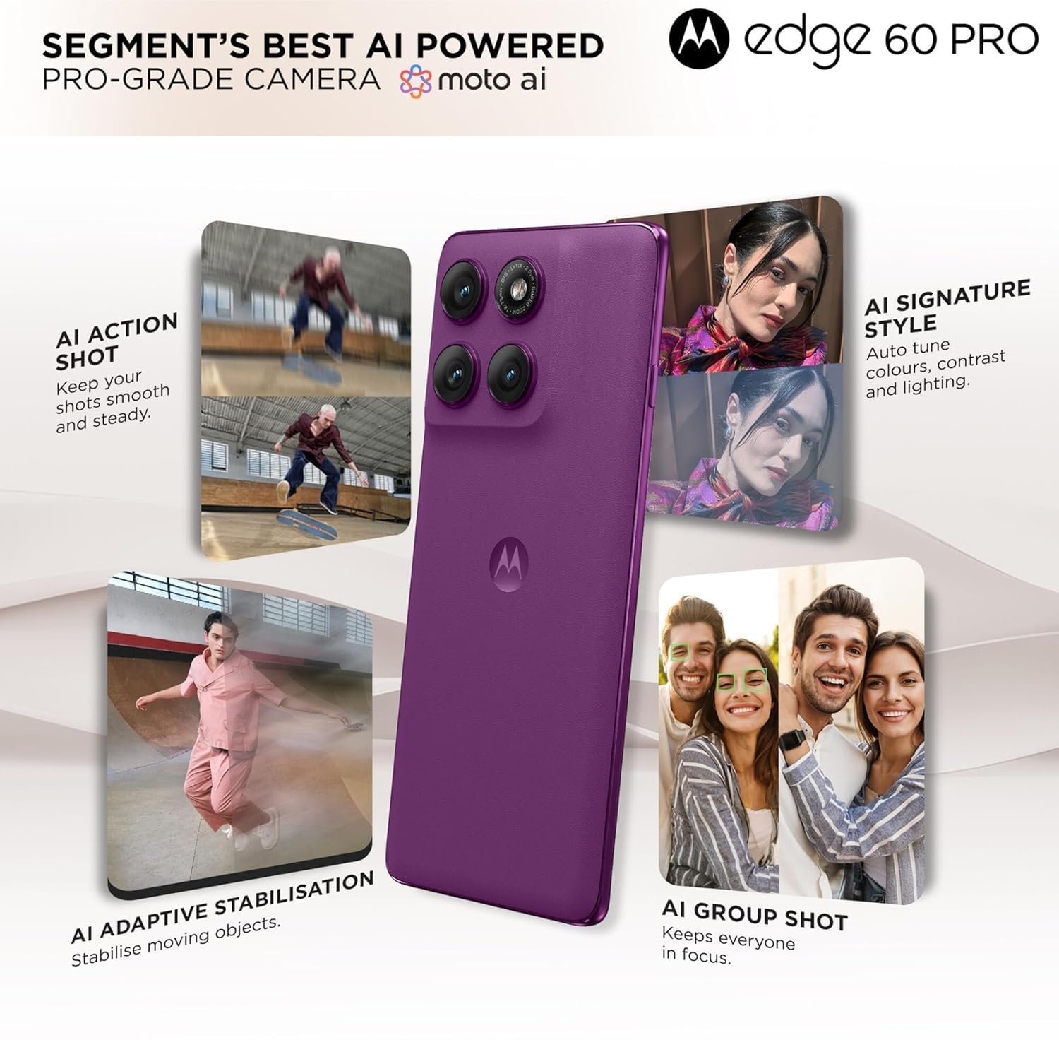 Motorola Moto Edge 60 Pro 5G Ai Tmobile Mint Tello & Global 512GB+12GB NFC 50MP Triple Cam Dual Sim 6.7" XT2507-1 Latino American Version Pantone Sparkling Grape