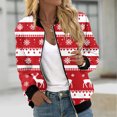 thumbnail image 1 of Chaqueta informal de manga larga sin capucha y con capucha para mujer, moderna, con estampado navideño, con cremallera y bolsillo, de poliéster., 1 of 5