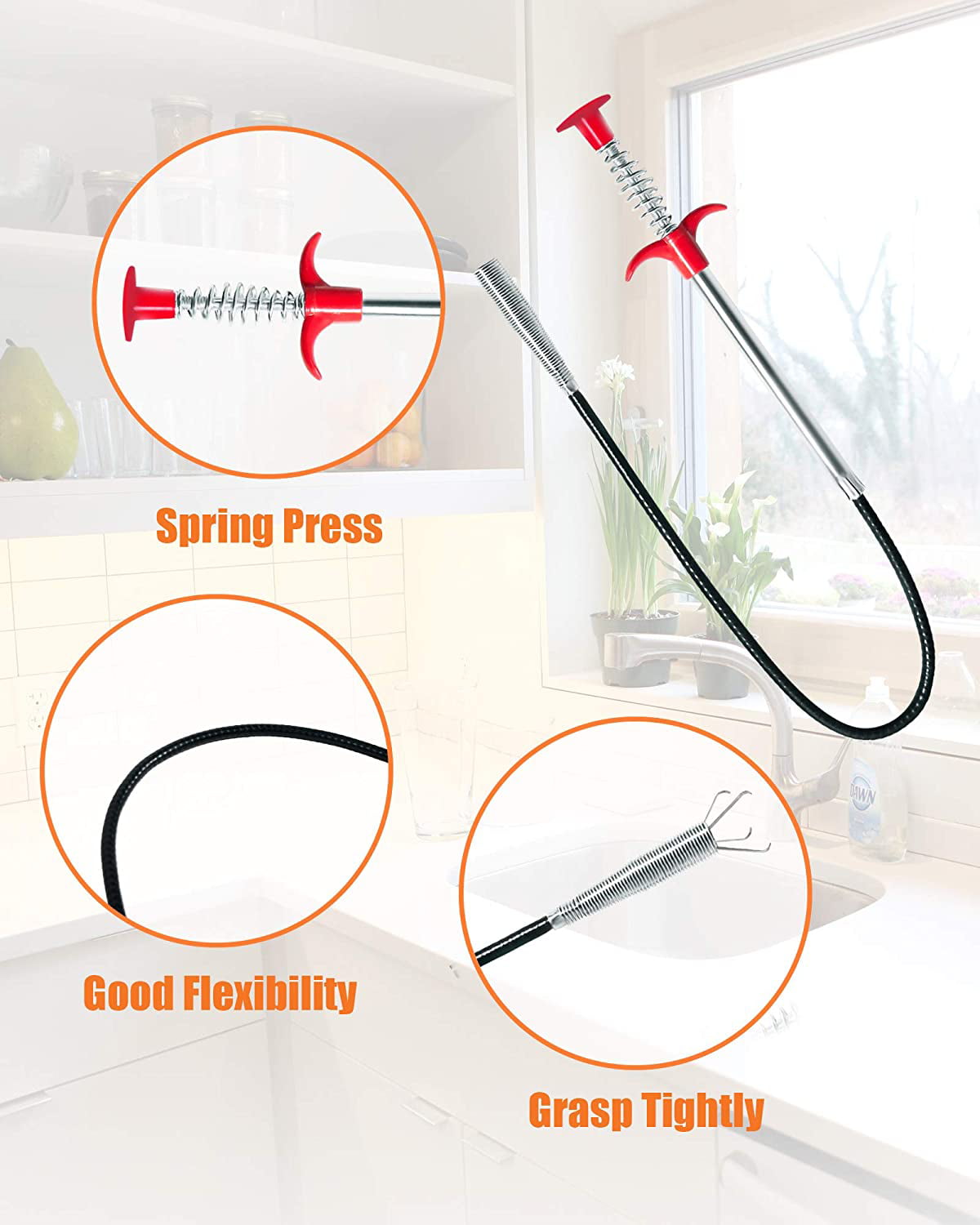 6Pcs Hair Drain Cleaner Tool-25 Inch Snake Drain Clog Remover Tool for Sink  Tube - Plugsus Home Furniture