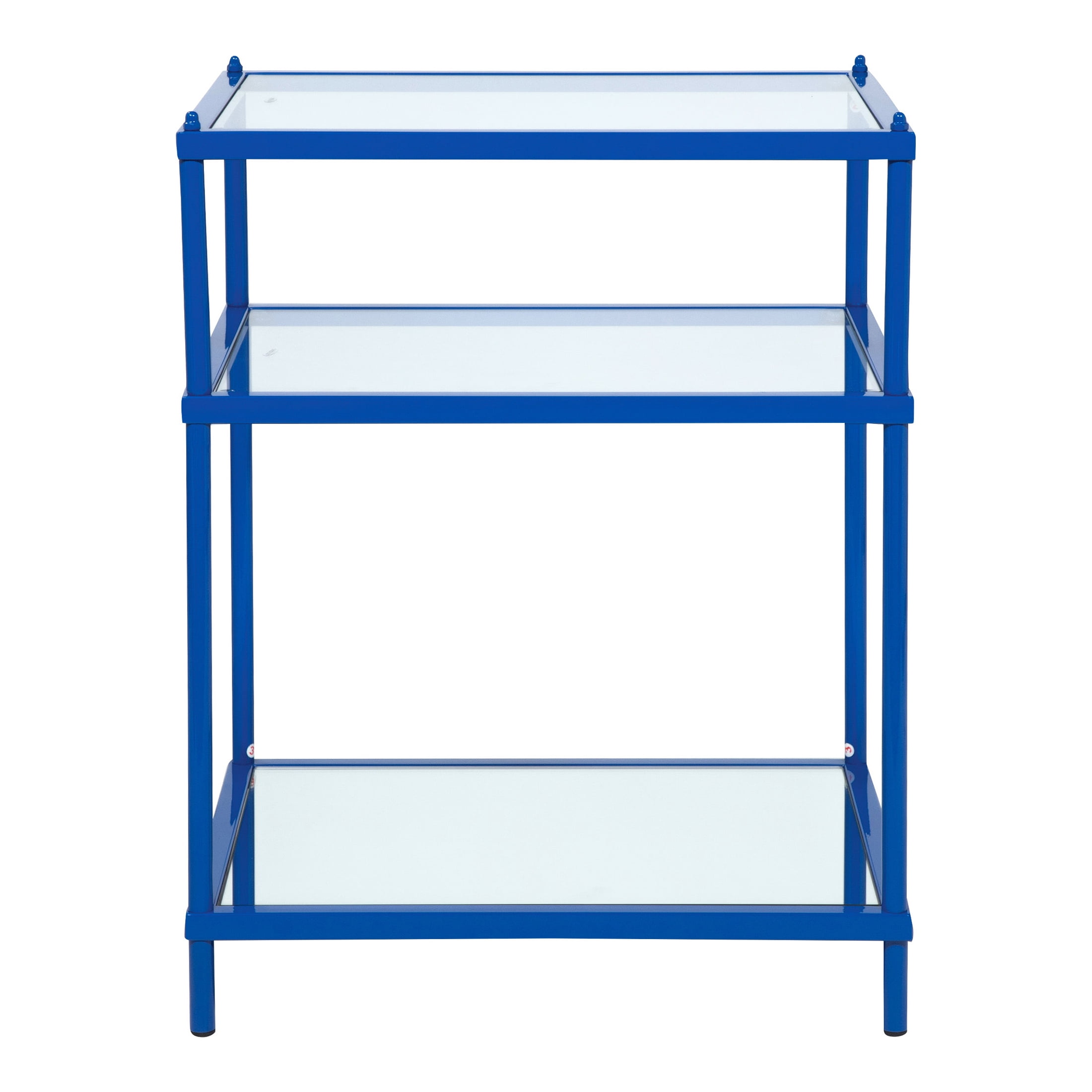 Furniture of America Tenne Glass Top Side Table, Blue