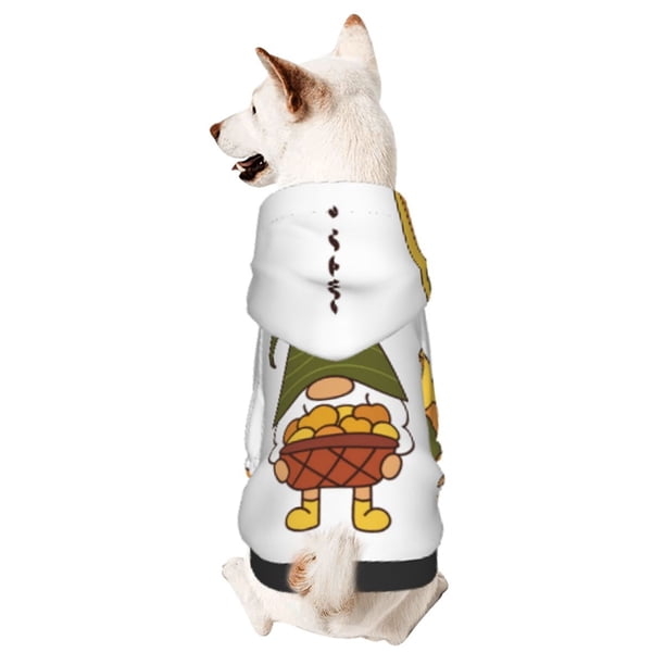 Fotbe Hello Autumn Sudadera con Estampado para Perros Pequeños – Suéter con Capucha para Mascotas, Tela Suave de Forro Polar con Bolsillo-X-Large