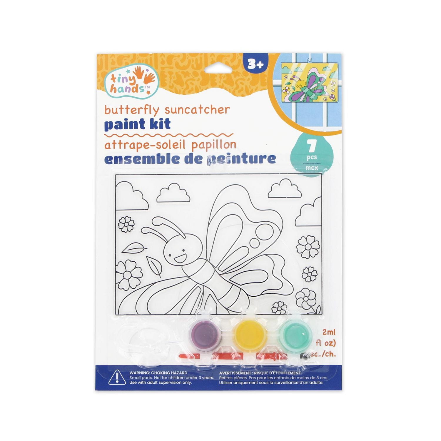 TINY HANDS Butterfly Suncatcher Paint Kit, 7 pcs, Age 3+, Kids, Crafts, DIY Hanging Art, SUNCATCHER UNI BTFLY