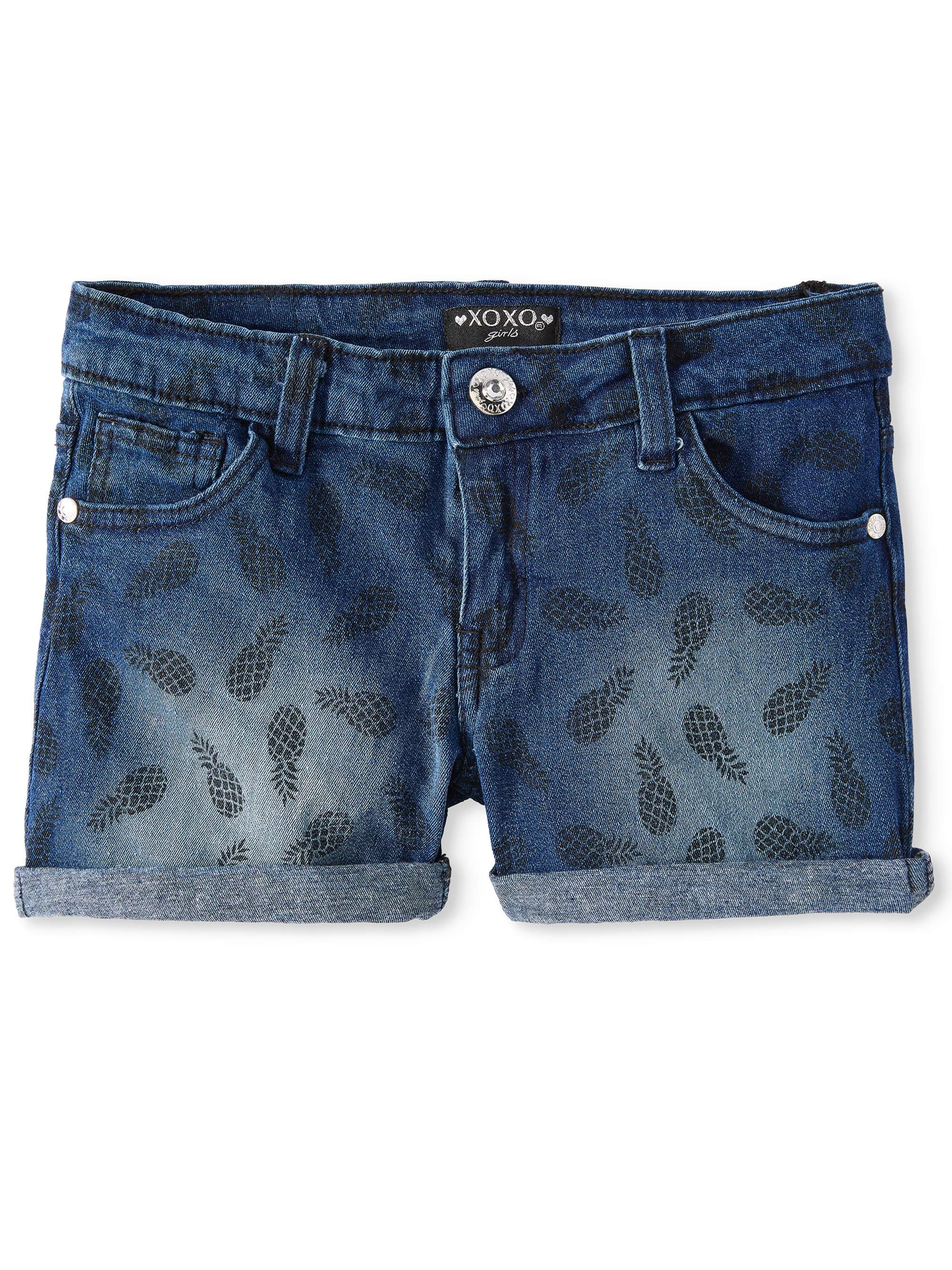 XOXO Pineapple Print Denim Short (Little Girls & Big Girls)