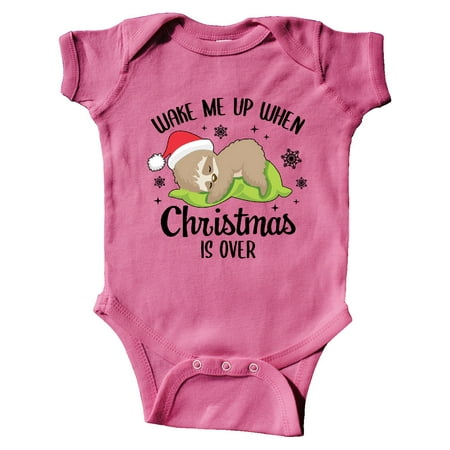 

Inktastic Wake me up when Christmas is Over with Cute Sloth Gift Baby Boy or Baby Girl Bodysuit