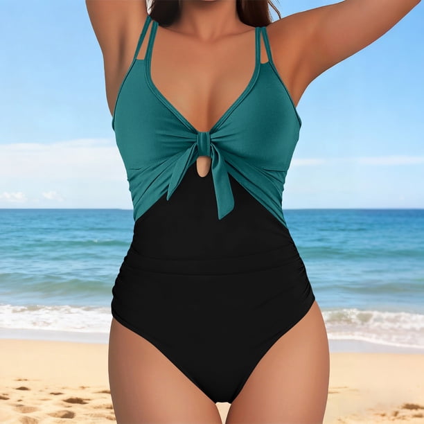 Trajes de baño para mujer Trajes de baño para mujer Trajes de baño con nudo recortado Trajes de baño de cintura alta con cuello en V Trajes de baño para mujer Trajes de baño para mujer Trajes de baño