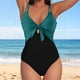 thumbnail image 2 of Traje de Baño de Cintura Alta Nudo de Corte de la Mujer con Cuello en V Traje de Baño de Dos Piezas de Verano, Traje de Baño de Cuello Alto, 2 of 9