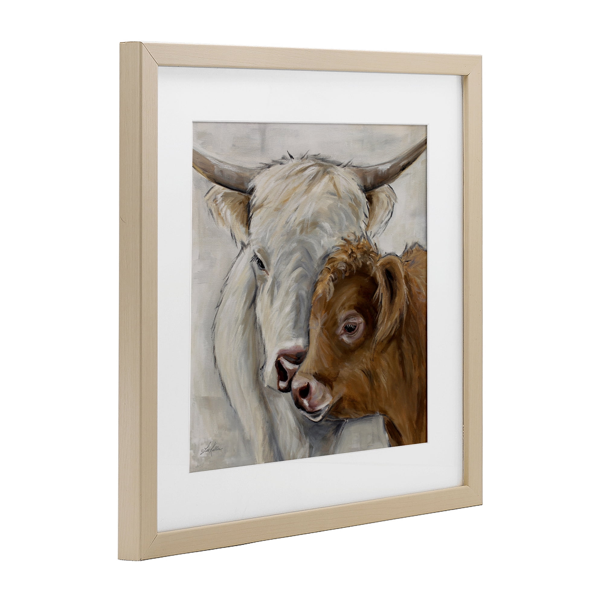 Stupell Industries Highland Cow & Calf Contrasts Birch Framed Print Under Glass, design by Lee Keller