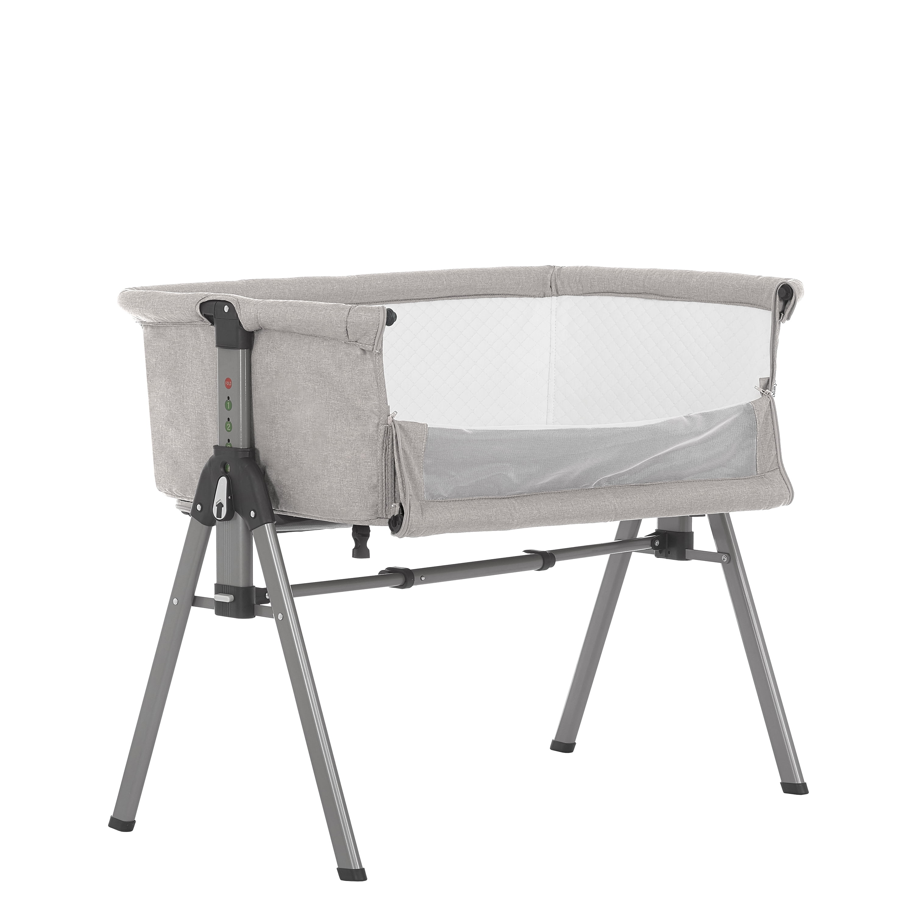 Dream On Me Lotus Bassinet and Bedside Sleeper in Grey, Lightweight, Carry Bag Included