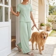 thumbnail image 4 of Loritta Womens Pajama Sets Knit Short Sleeve Shorts Lounge Sets Breathable 2 Piece Pjs with Pockets Summer Green S-2XL, 4 of 9