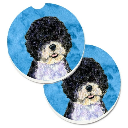 

Carolines Treasures SS4766-BUCARC Blue Portuguese Water Dog Set of 2 Cup Holder Car Coasters Large multicolor