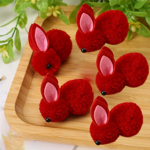 JWshufel Ensemble de 5 Mini Jouets Lapin de Pâques Cadeau pour Enfants Décorations de Pâques Fournitures de Fête Récompenses de Classe Prix de Carnaval Amical Peluche Câline Animal en Peluche Jeu Interactif