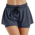 thumbnail image 2 of ClodeEU Women's 2 in 1 Workout Shorts ,Breathable Quick Dry Running Shorts with Built in Liner for Yoga and Tennis Gray,Womens Plus XL, 2 of 6