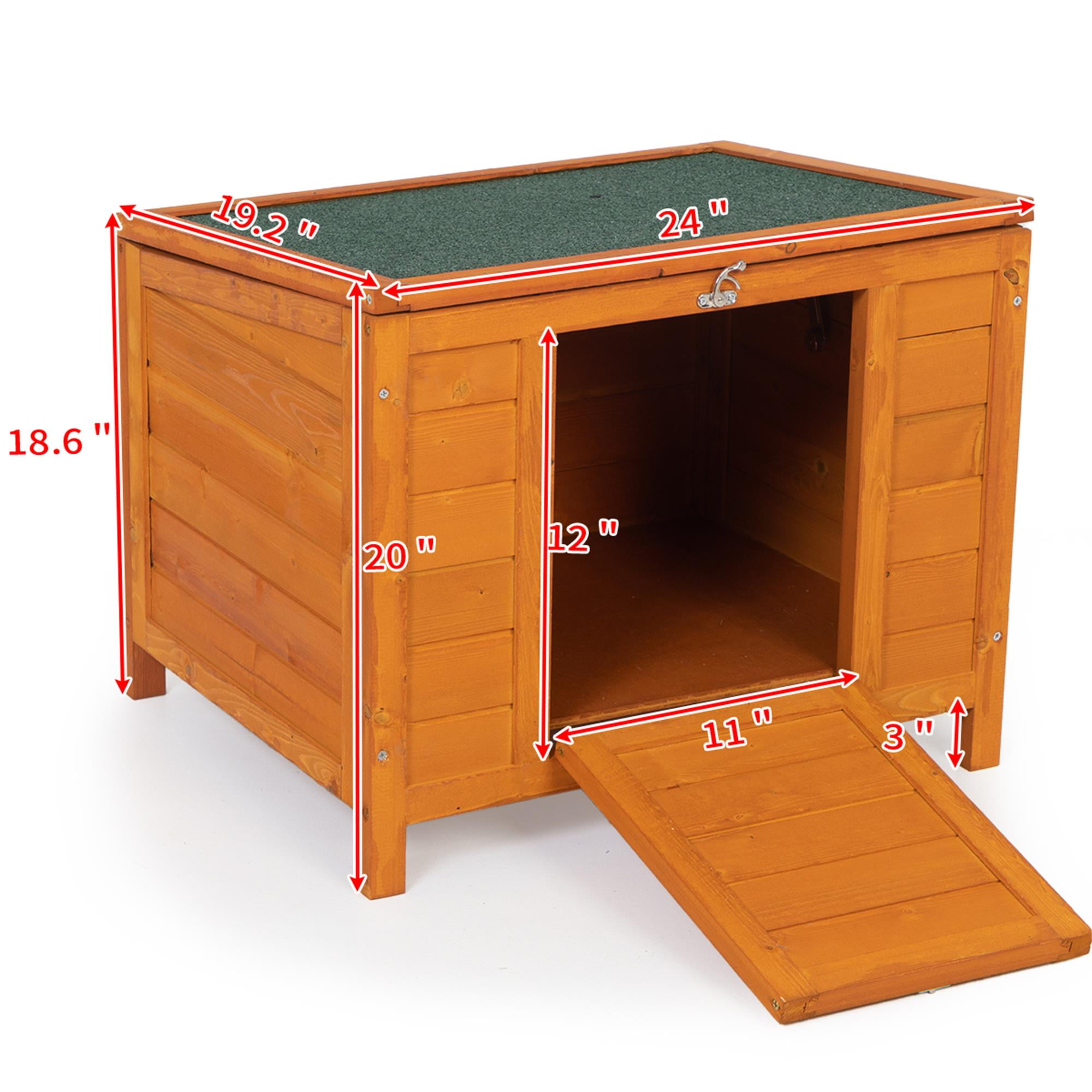 Pefilos 23" Rabbit Hutch for Outdoor Topnotch Weatherproof Wooden Bunny Cat House Pet Cage Shelter Feral Cat House, Orange