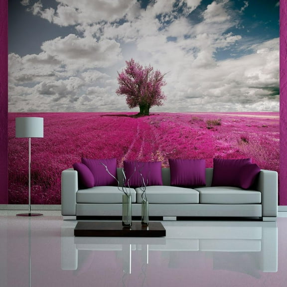 Tiptophomedecor Landscape Wallpaper Wall Mural - Magenta Meadow