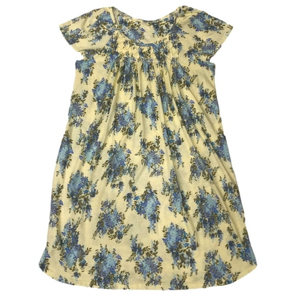 Womens Quilted Yellow Floral Short Sleeve Nightgown Night Gown Medium