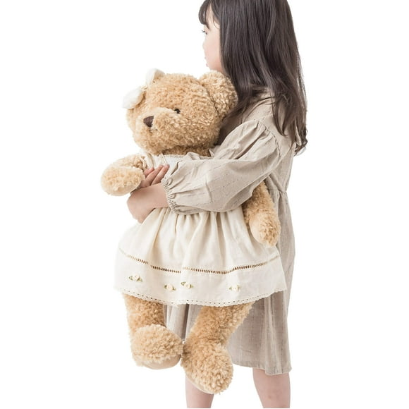 Oitscute Big Baby Teddy Bear with Cloth Cute Stuffed Animal Soft Plush Toy 25" (White&Brown)