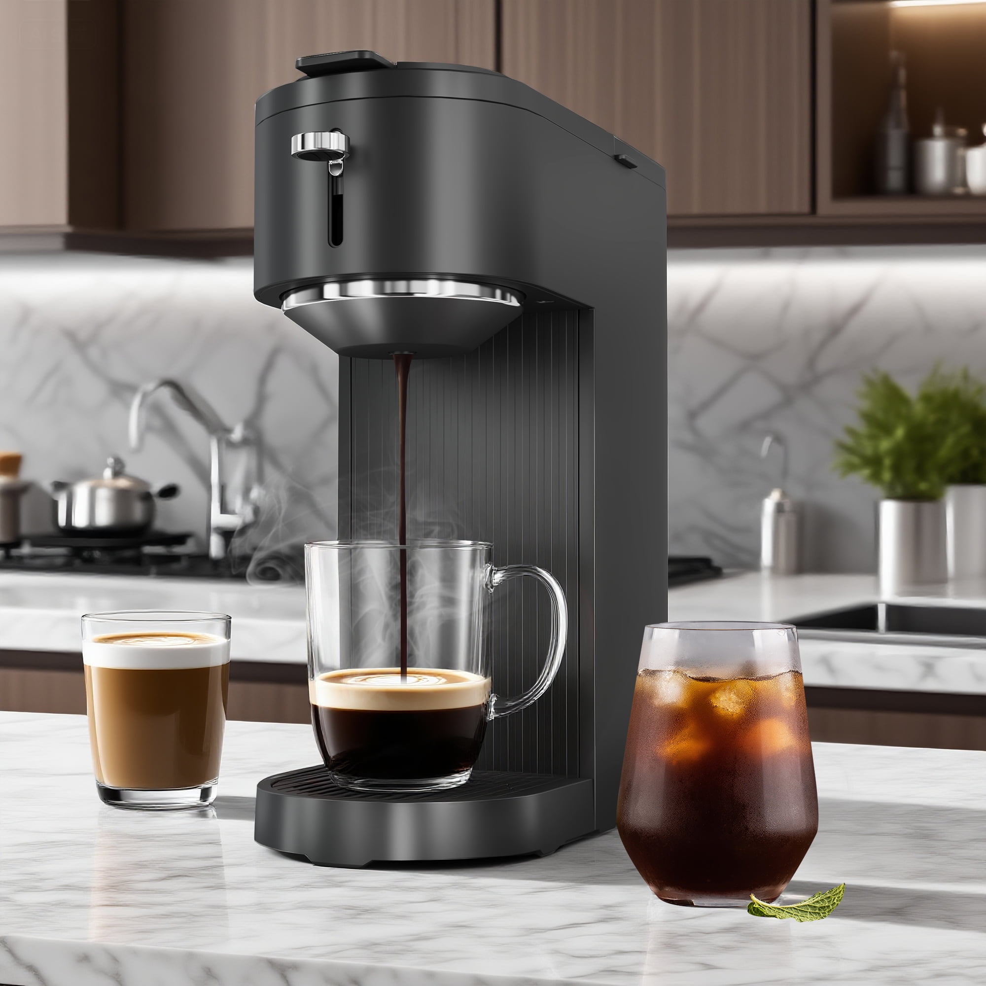 Coffee Maker 2-in-1 Single Serve Coffee Machine for K-Cup Capsule Pod and Ground Powder Brewer for Home Office Kitchen