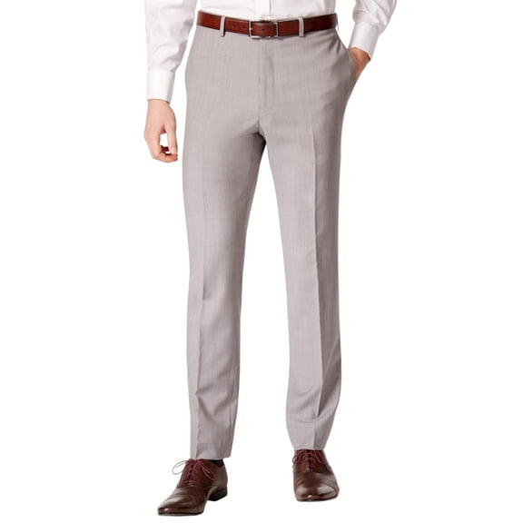 Calvin Klein Mens Slim fit Dress Pants 40 / 30 Light Grey Solid Stretch
