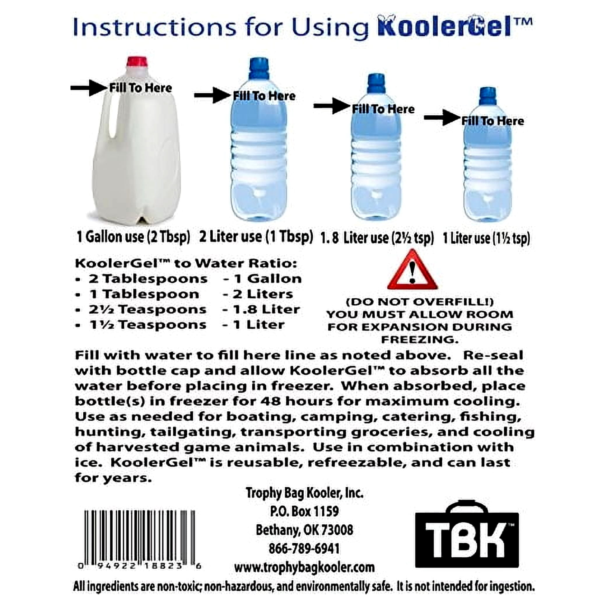 Trophy Bag Kooler KoolerGel Reusable Ice Extender for Coolers