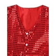 thumbnail image 2 of iEFiEL Kids Unisex Boys Girls Sequin Vest Top Bling Waistcoat for Jazz Stage Dance Performance Red 8-9, 2 of 3