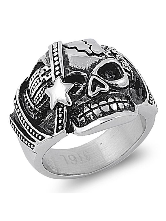 Stainless Steel Death Star Biker Skull Ring
