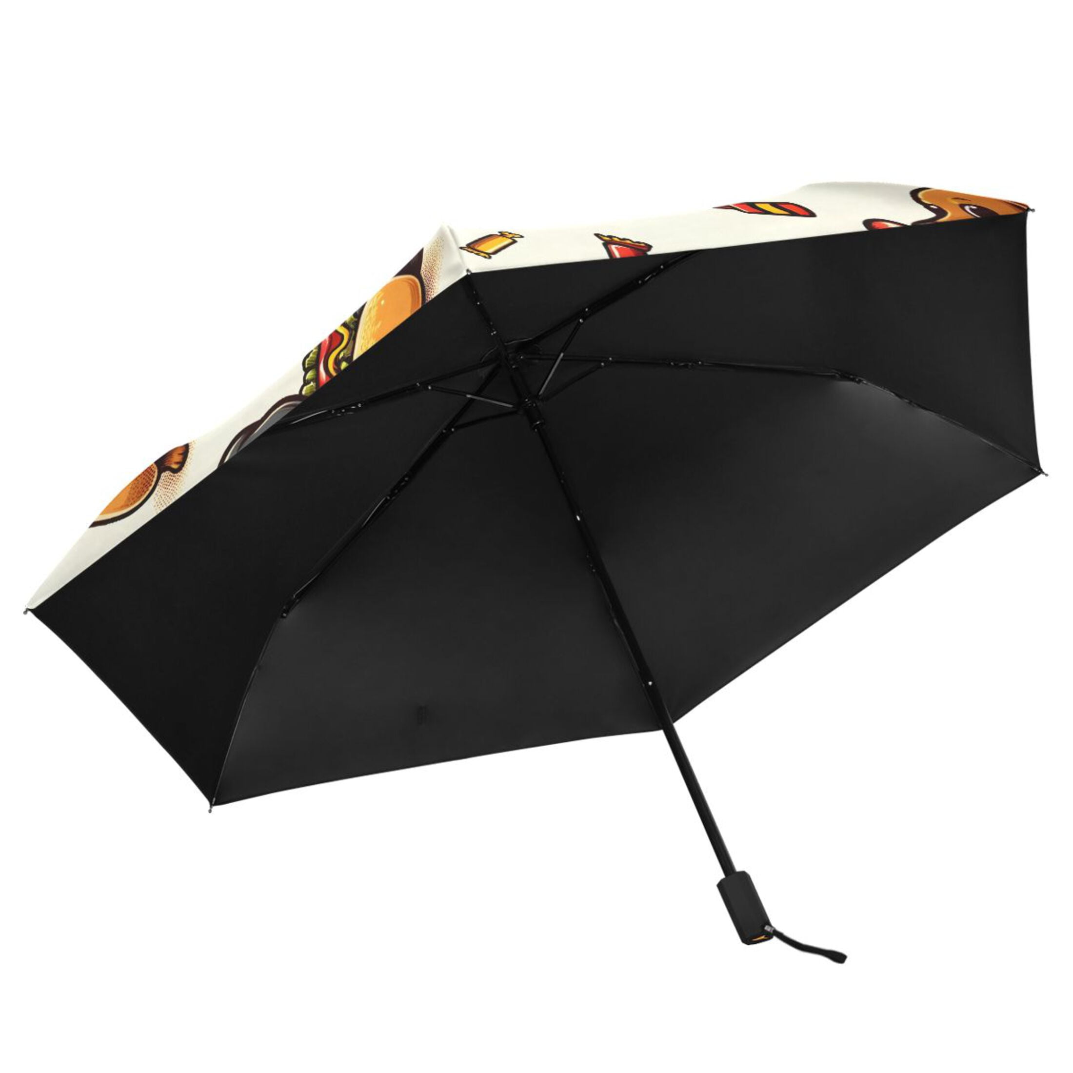Dachshund Dog in Hot Dog Compact Sun Umbrella Windproof Travel Umbrellas for Rain Strong Portable UV Protection