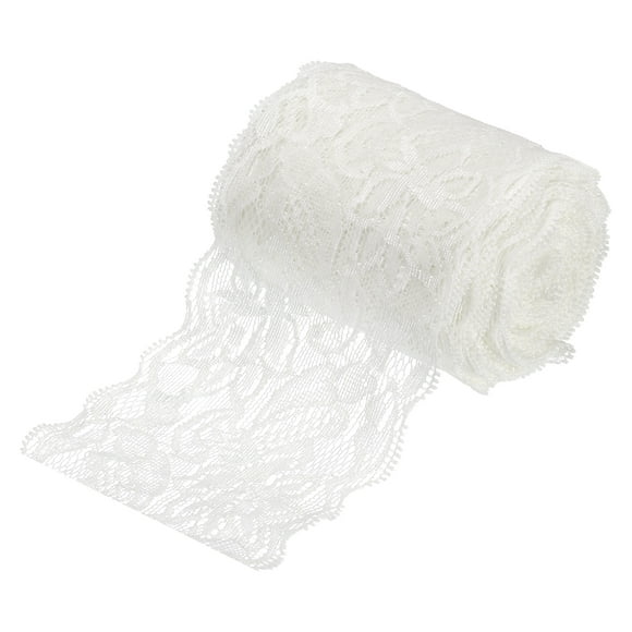 Uxcell Ruban en Dentelle Motif Floral Bordure en Dentelle Ruban pour Couture Fabrication Bricolage Artisanat Emballage Cadeau Bouquets Blanc