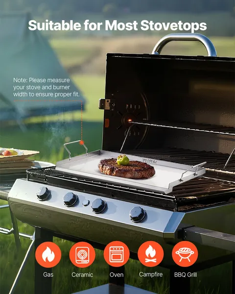 23x16 Inch Flat Top Griddle Stainless Steel Universal BBQ Grill Pan Cookware