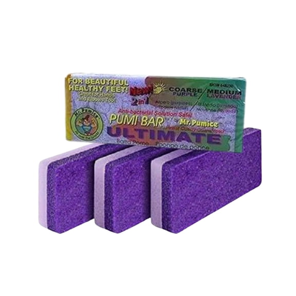 Mr. Pumice Ultimate PUMI Bar 2-in-1 Dual Grit (Medium Coarse) Callus Remover, Pedicure Stone & Ped File Scrubber for Smooth Feet and Heels 4 Count (1 Pack)