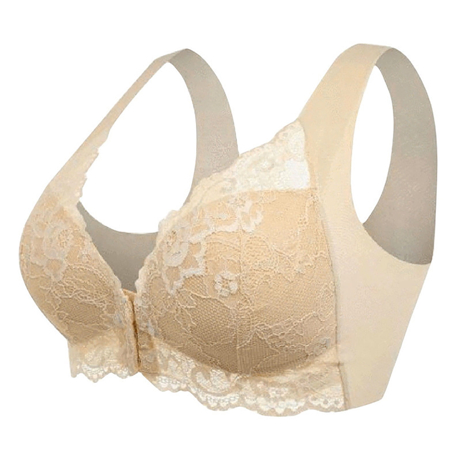 Grofry Women Adjustable Front Open Solid Color Lace Bra Camisole