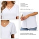 thumbnail image 4 of Camisetas con cuello en V Color puro Camisetas con mangas abullonadas suaves para la piel Camisetas de manga corta para ir de compras a diario Blanco XL, 4 of 5