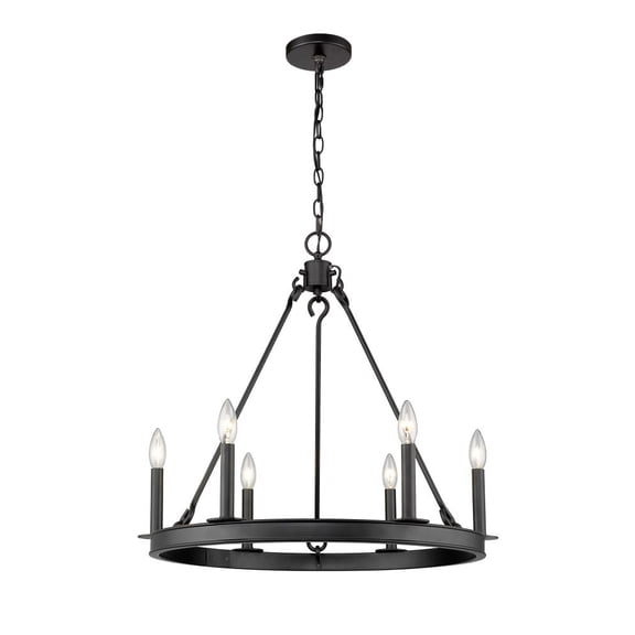 Z-Lite Barclay 6 Light 25" Round Steel Chandelier in Matte Black