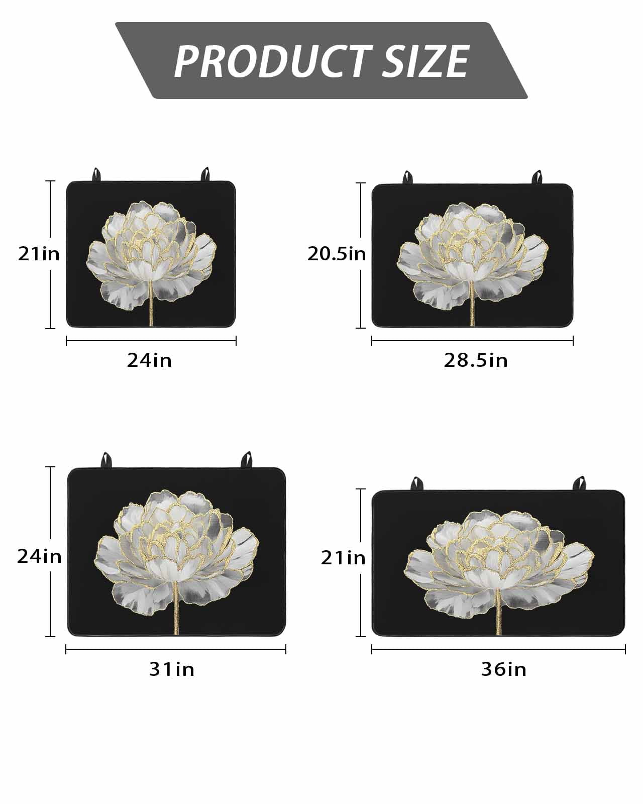 Stove Top Covers for Electric Stove, Flower Black Glass Stovetop Cover Protector, Gold White Abstract Floral Aesthetic Induction Cooktop Protector Oven Mat for Kitchen Countertop 24"x21"